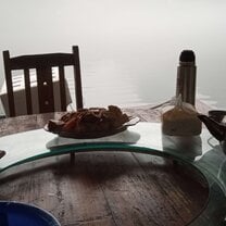 Lunch on the misty lake, best meal and CLI activity I have done.