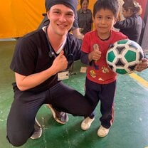 I gave a soccer ball to a little boy at one of the clinic days!