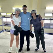Me and Emma with coach Amilca.  One of his students went on to be a world champion