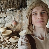 This is me as Jacob the Nazareth Potter at my wheel where it all happens.