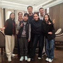 My host family meet my family from Belgium 