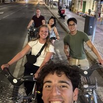 Biking home from an awesome group dinner!