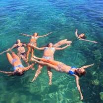 With my friends on a beach day.