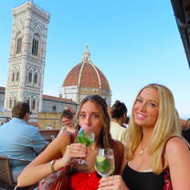 Drinks with my roomie at View on Art 🍹✨ Nothing better than spritzes and sunsets with the Duomo in the background!