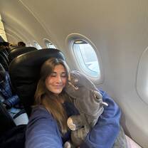 Ainsley Braun on an airplane flying from Berlin, Germany to Maryland, United States, June 2025 