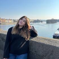 Ainsley Braun on Charles Bridge in Prague, Czech Republic, March 2025
