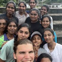 Selfie with female students on sports day