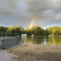 View in the park by the Saale river