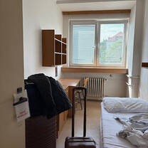 My dorm- had access to free washers and one dryer (basically unheard of in Europe), but everyone air-dried their clothes (which I still now do in the US). Because this dorm is meant for students, they also provided clean bedding every 2 weeks.