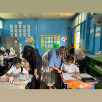 My japanese collague and I teaching a 1st grade class.