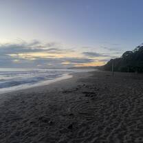 The sunrise on the Atlantic Ocean, captured at around 5:20am on Playa Cocles in Puerto Viejo de Talamanca, Costa Rica.