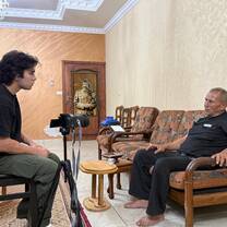 Interviewing the mayor of Qusra