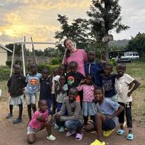 Spending time with the school kids