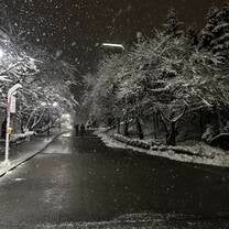 First snow outside of dorm 