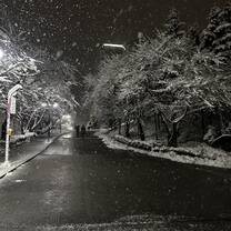 First snow outside of dorm 
