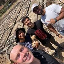 Volunteers and local workers