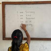Apita reading out motivational statements