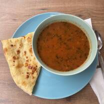 One of the best meals I had. A tomato based soup and a cheesy bread called "chacapuri"