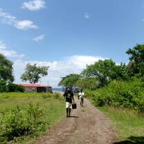 walking from the beach
