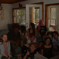 My cabin + other cabins after a shared waffle breakfast
