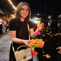 Me on Loy Krathong, putting mine in the water