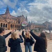 My friends and I at Plaza de España on the first day. 