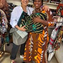Me, shopping for fabric in Moshi for new dress