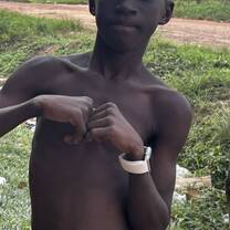 Little Samuel with my Apple Watch running laps around the village ❤️