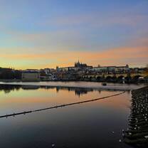 View of Charles Bridge during sunset 
