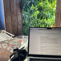 Drafting with my writing buddy on a quiet afternoon in Nohol