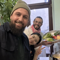 Cooking lesson with Rafat and Excellence Center member (they are moving to a new location in Halle with a very nice and well-equipped kitchen soon!)