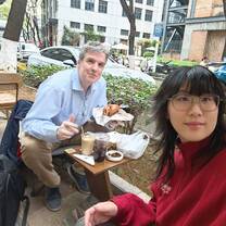 Me and my teacher, exploring cafés and restaurants