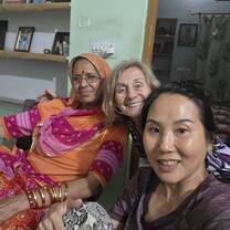 At host family.  Yummy food and a new friend 