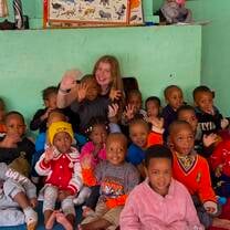 Saying goodbye to the kiddos at the daycare 