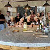 Preparing labneh at Tierra del Sol, regenerative agriculture farm.