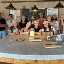 Preparing labneh at Tierra del Sol, regenerative agriculture farm.