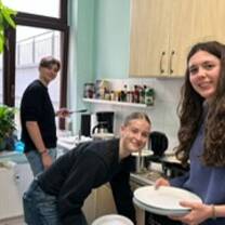 helping out in the kitchen