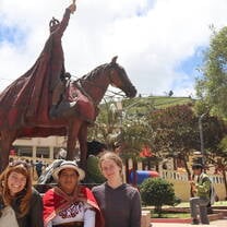 Volunteers with midwife in rural Ecuador Andes