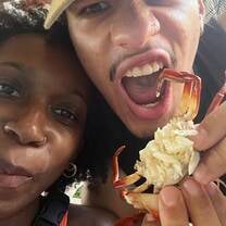 Eating the crabs from the crab fishing activity! 