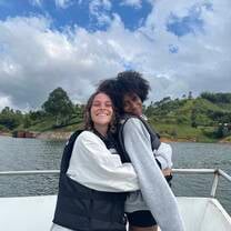 Recreating the scene from “Titanic” on a boat ride to an animal farm.