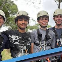 Ziplining with new friends