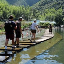 walking on a famous lake 