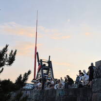 Watching the late July sunset from the Prague Metronome