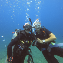 My friend chloe and I diving!