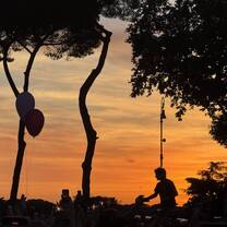 Sunset during a free music performance on Janiculum Hill