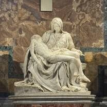 The iconic Pieta statue inside St. Peters Basilica, Vatican City