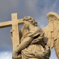One of the many angel statues lined up across St. Angelo Bridge