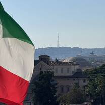 View of the skyline including the Pantheon and Supreme court from Monumento a Vittorio Emanuele II