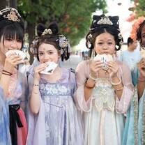 The girls in traditional wear!