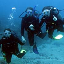 group having fun diving in Costa Rica